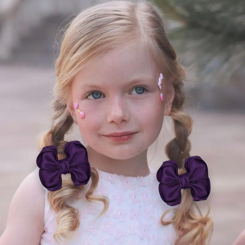 Zolyco Tiny 3 Inch Hair Clips Double Bow - Cute Lined Boutique Alligator Hairpin for Girls, Toddlers, and Little Teens - Kids Barrettes Set of 2 Small Stylish - Image 3